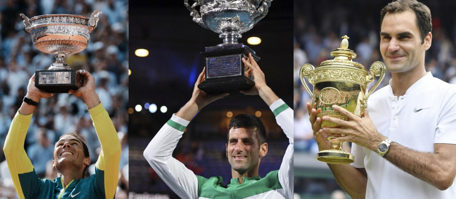 Rafa Nadal, Novak Fjokovic y Roger Federer