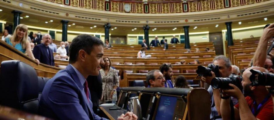 Pedro Sánchez en la segunda jornada del debate del estado de la nación, en el Congreso de los Diputados