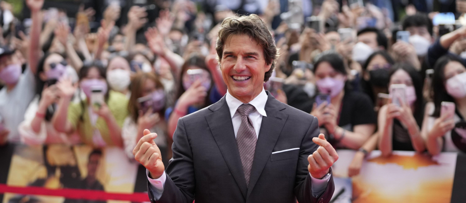 Actor Tom Cruise during premiere film Top Gun: Maverick in Seoul, South Korea, Sunday, June 19, 2022.