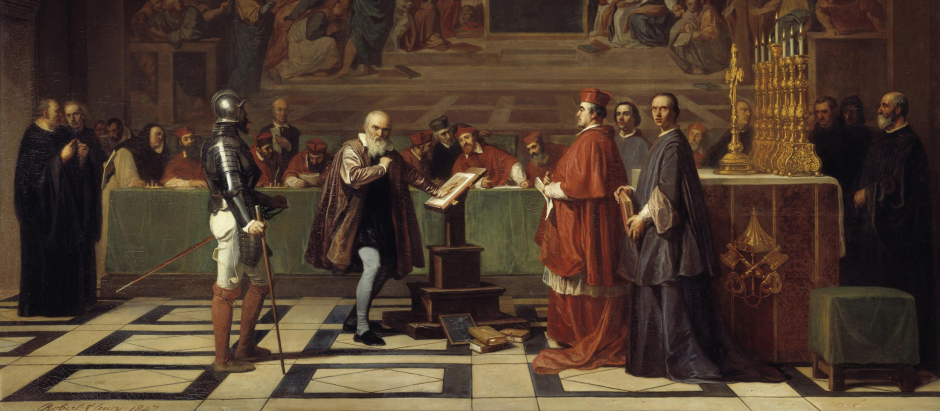 Galileo ante la Oficina Santa, una pintura del siglo XIX por Joseph-Nicolas Robert-Fleury