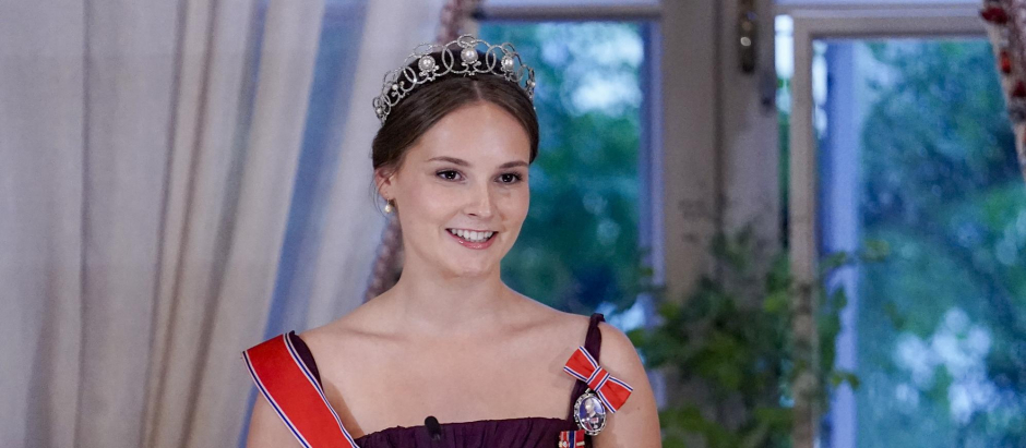 Norway's Princess Ingrid Alexandra gives a speech during the gala dinner at the Palace in Oslo, Friday June 17, 2022. Princess Ingrid Alexandra turned 18 on 21 January 2022.