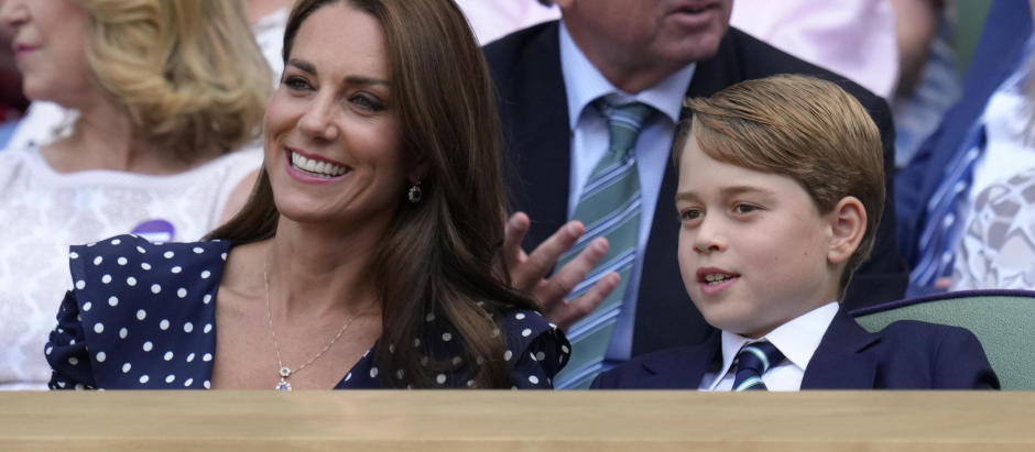Kate Middleton, Duchess of Cambridge and Prince George during Wimbledon 2022 in London, Sunday, July 10, 2022.  *** Local Caption *** .