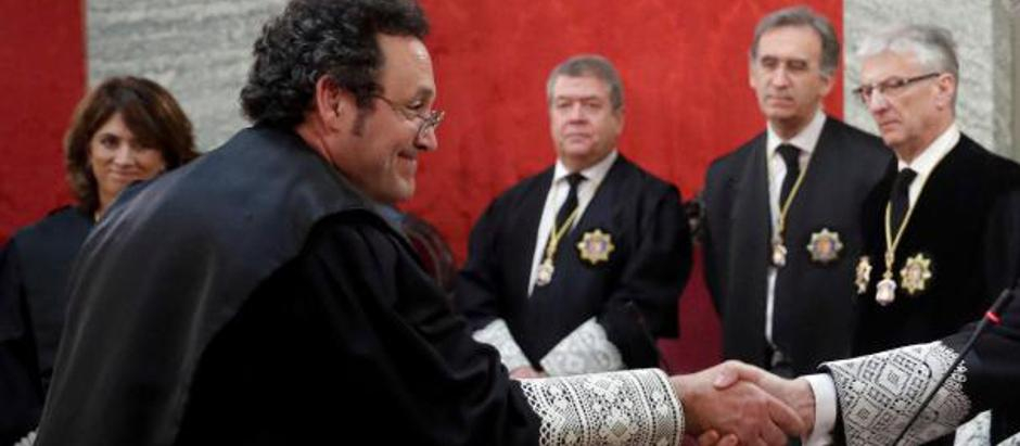 Alvaro García Ortiz, nuevo fiscal general del Estado, con Carlos Lesmes, presidente del Tribunal Supremo y del Consejo General del Poder Judicial