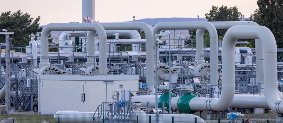 Imagen del intercambiador de gas del conducto Nord Stream1, que lleva el gas ruso a Alemania