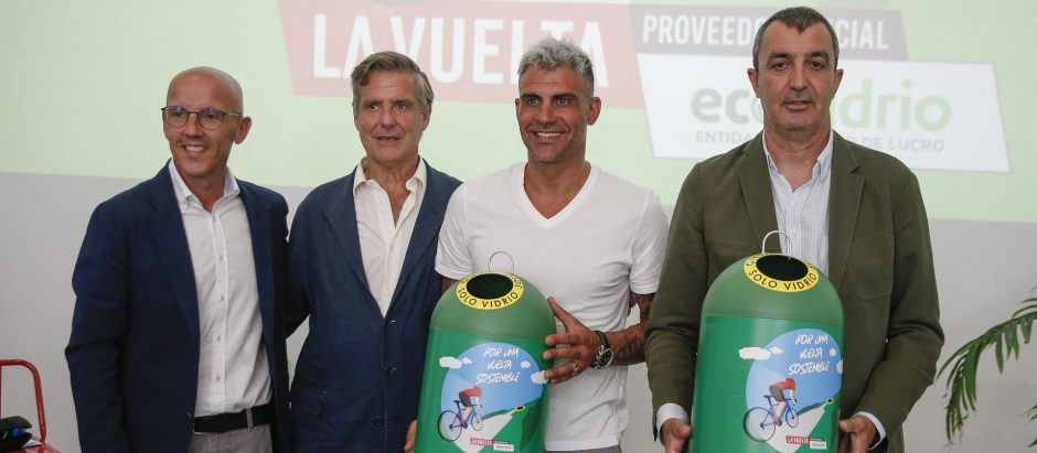 Juan Mari Guajardo, Borja Mantiarena, Oscar Pereiro y Javier Guillén en el evento de Ecovidrio