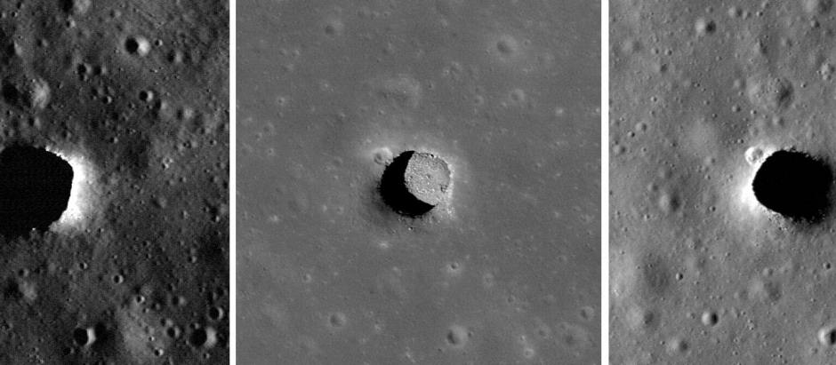 Algunos de los pozos encontrados en la Luna