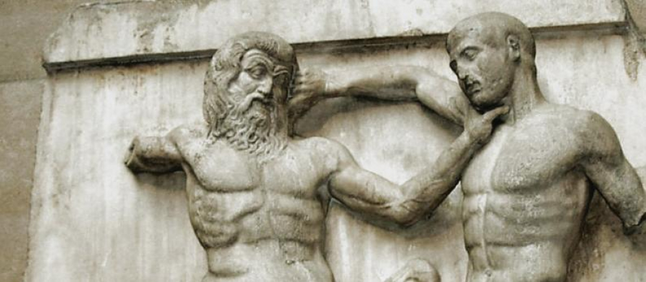 Metopa de los mármoles del Partenón (Museo Británico)