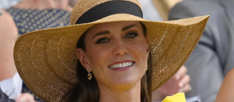 Britain's Kate Middleton, Duchess of Cambridge on day thirteen of the Wimbledon tennischampionships in London, Saturday, July 9, 2022.