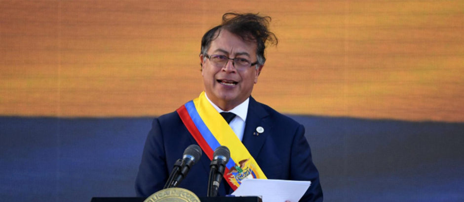 Gustavo Petro durante su toma de posesión en Bogotá como presidente de Colombia