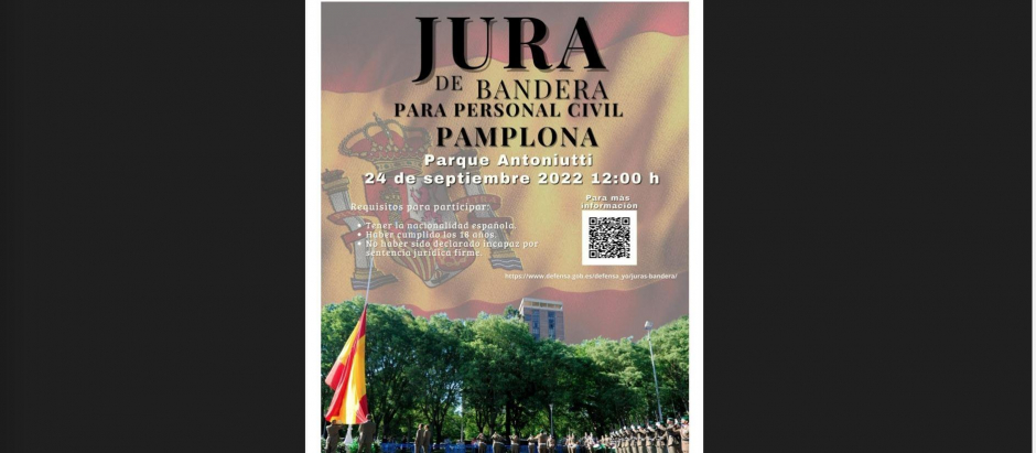 Cartel de la jura de bandera que se celebrará en Pamplona