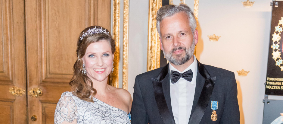 Princess MÃ¤rtha Louise of Norway and Ari Behn attending Banquet at the RoyalPalace in connection with King Carl XVI Gustaf s 70th birthday April 30