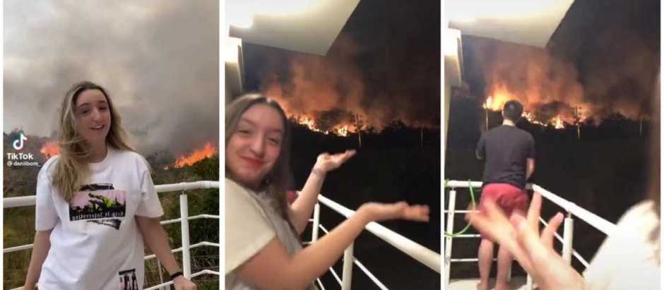 La 'tiktoker' portuguesa Daniibom desató una ola de indignación tras sus retransmisiones bailando y riendo ante las llamas