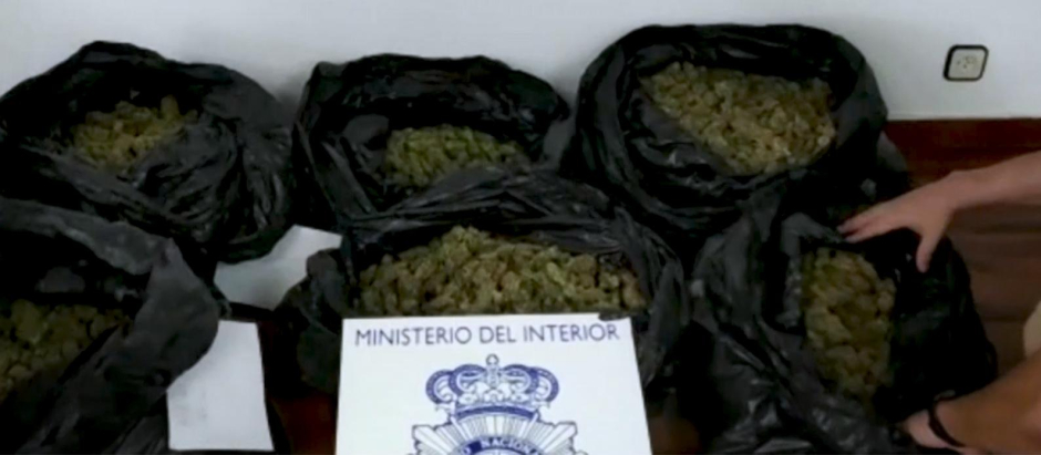 Imagen de 13,5 kilos de marihuana incautados por la Policía Nacional