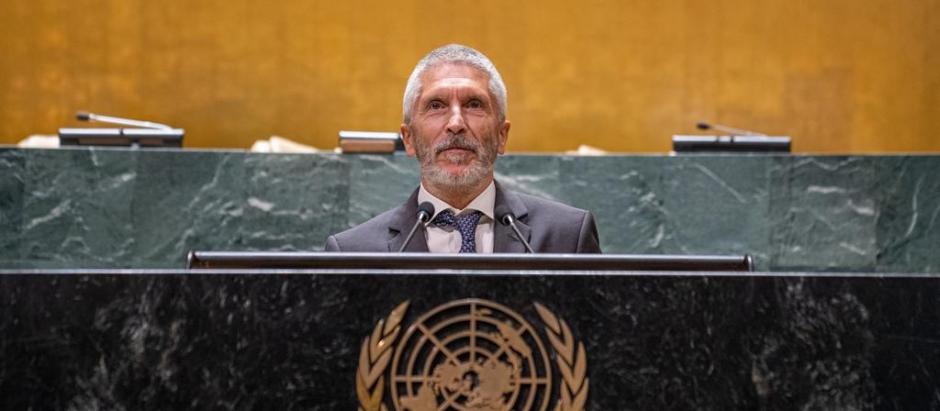 El ministro del Interior, Fernando Grande Marlaska en la sede de la Organización de Naciones Unidas