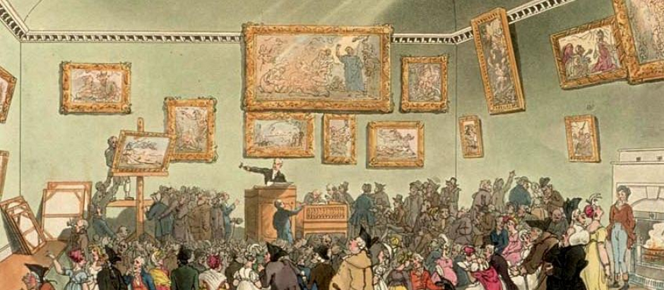 Sala de subastas de Christies's de Londres en 1808