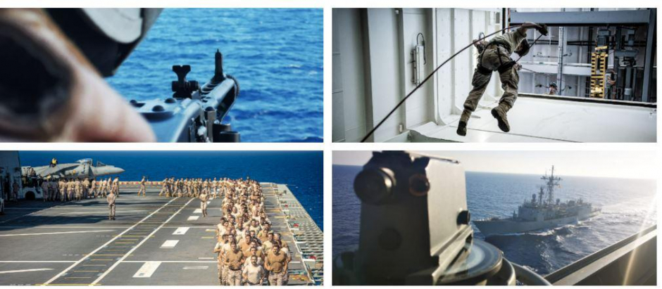 Las imágenes muestran varios momentos del entrenamiento a bordo del portaaeronaves Juan Carlos I de la Armada