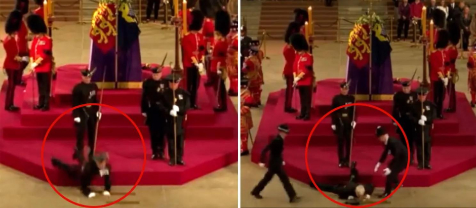 Un guardia real se desploma en Westminster Hall