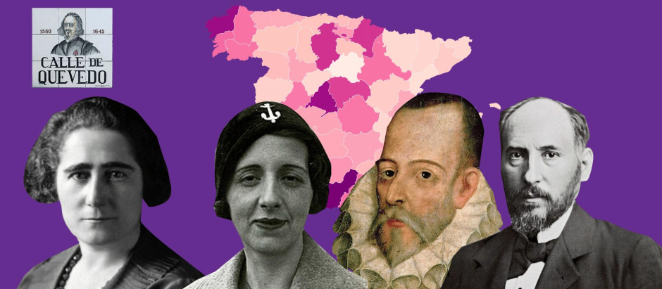 Clara Campoamor, María Zambrano, Miguel de Cervantes y Ramón y Cajal están entre los personajes que más aparecen en el callejero