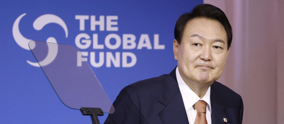 El presidente de Corea del Sur, Yoon Suk-yeol, durante la Conferencia del Fondo Mundial en Nueva York