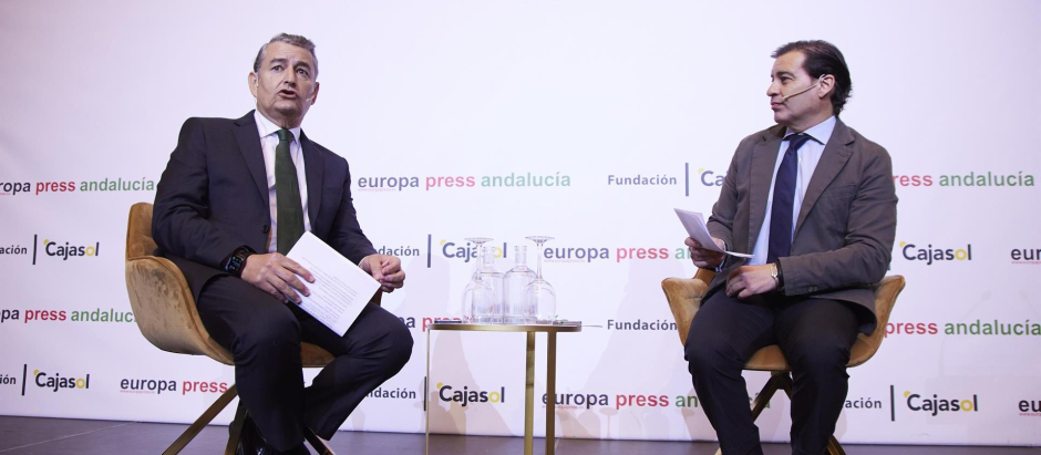El consejero de Presidencia, Interior y Diálogo Social de la Junta de Andalucía, Antonio Sanz, en un acto de Europa Press.