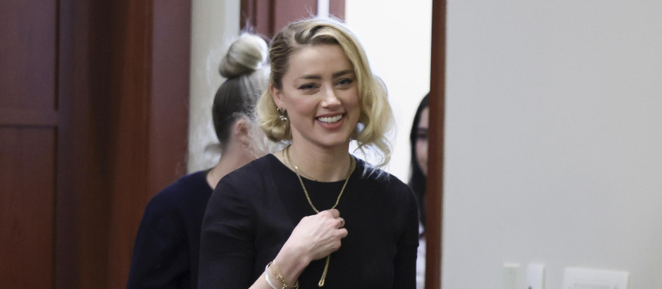 Actress Amber Heard  arrives before the verdict was read at the Fairfax County Circuit Courthouse in Fairfax, Va, Wednesday, June 1, 2022.