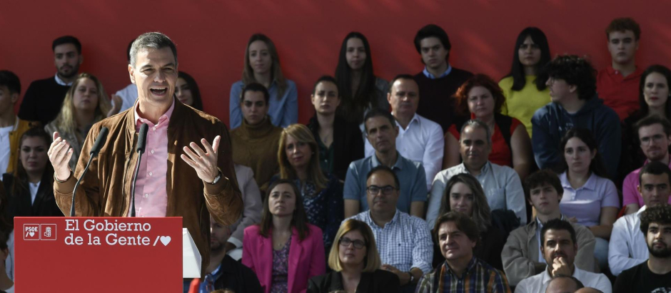 El presidente, Pedro Sánchez, durante su intervención en el acto en Getafe