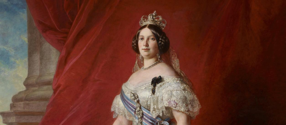 Isabel II en 1852, retratada junto a su hija Isabel. Franz Xaver Winterhalter, Palacio Real de Madrid