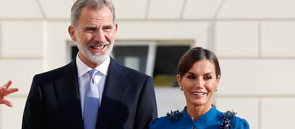 Spanish King Felipe VI and Letizia during welcome ceremony at the BellevuePalace on ocassion the official visit to Germany in Berlin on Monday 17 October 2022.