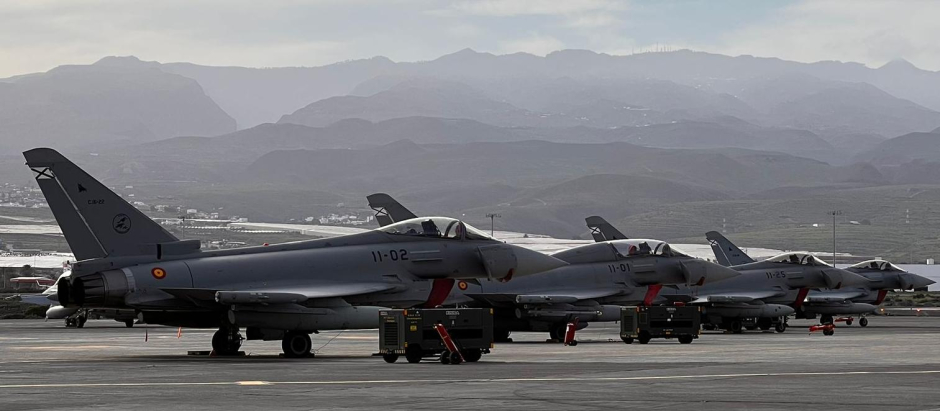 Eurofighter en la base aérea de Gando (Gran Canaria) durante el ejercicio Sirio 22