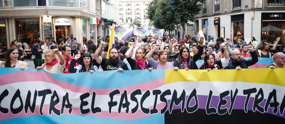 Manifestación convocada por la Federación Plataforma Trans, a favor de la ley trans y para exigir su tramitación.