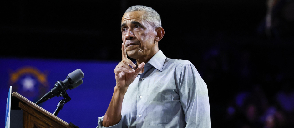 El expresidente demócrata Barack Obama durante un discurso en Nevada