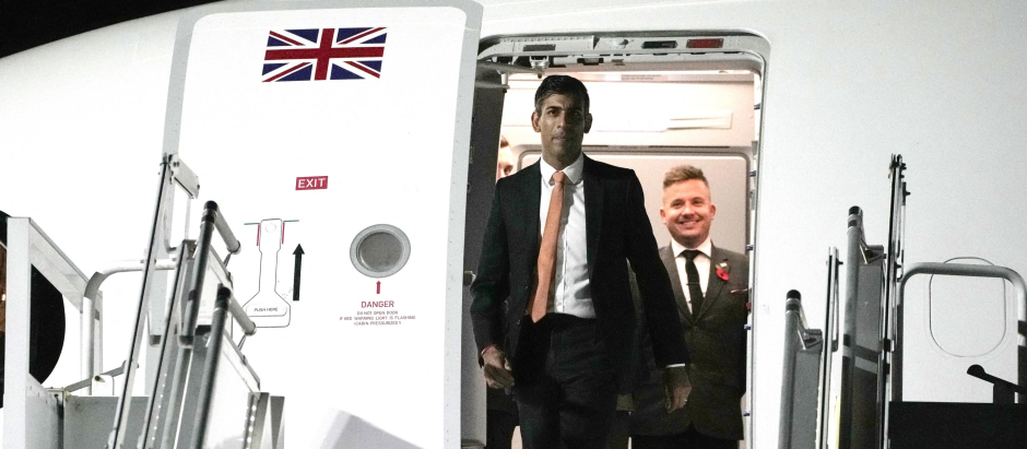 El primer ministro británico Rishi Sunak a su llegada a Bali