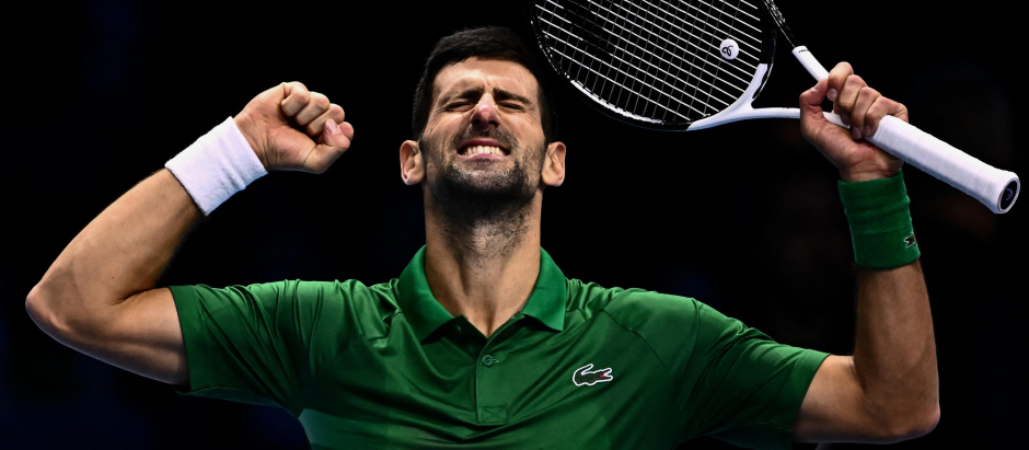 Novak Djokovic en su debut en la Copa de Maestros 2022
