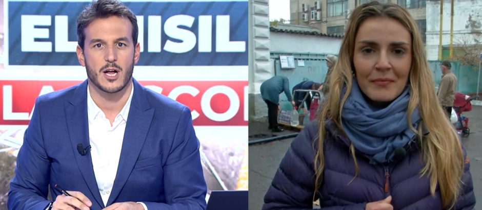 Diego Losada, presentador de En boca de todos, y Laura de Chiclana, reportera que informa de la guerra en Ucrania