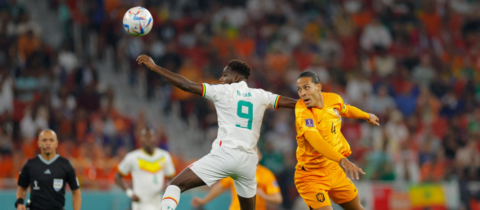 Ndiaye, futbolista de Senegal, ante Van Dijk, capitán de Países Bajos