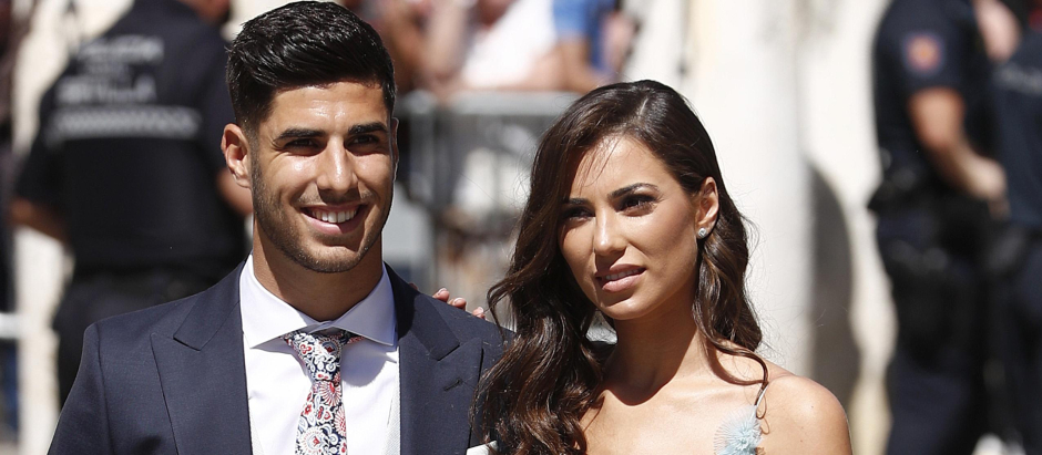 Soccerplayer Marco Asensio and  Sandra Garal during the wedding of Sergio Ramos and Pilar Rubio in Seville on Saturday, 15 June 2019.