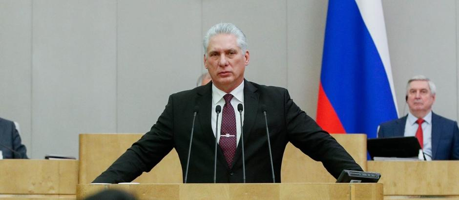 Moscow (Russian Federation), 22/11/2022.- A handout photo made available by the press service of the Russian State Duma (lower house of Russian parliament) shows President of Cuba Miguel Diaz-Canel delivers his speech during a plenary session of the Russian State Duma in Moscow, Russia, 22 November 2022. Miguel Diaz-Canel is planning to meet with Russian President Putin and participates in the inauguration of a monument to former Cuban leader Fidel Castro in Moscow during his official visit to Russia. (Rusia, Moscú) EFE/EPA/RUSSIAN STATE DUMA PRESS SERVICE HANDOUT HANDOUT EDITORIAL USE ONLY/NO SALES HANDOUT EDITORIAL USE ONLY/NO SALES