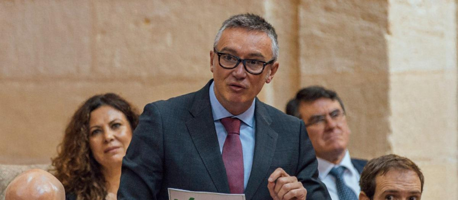 El portavoz de Vox, Manuel Gavira, durante su intervención ante el presidente de la Junta de Andalucía, Juanma Moreno