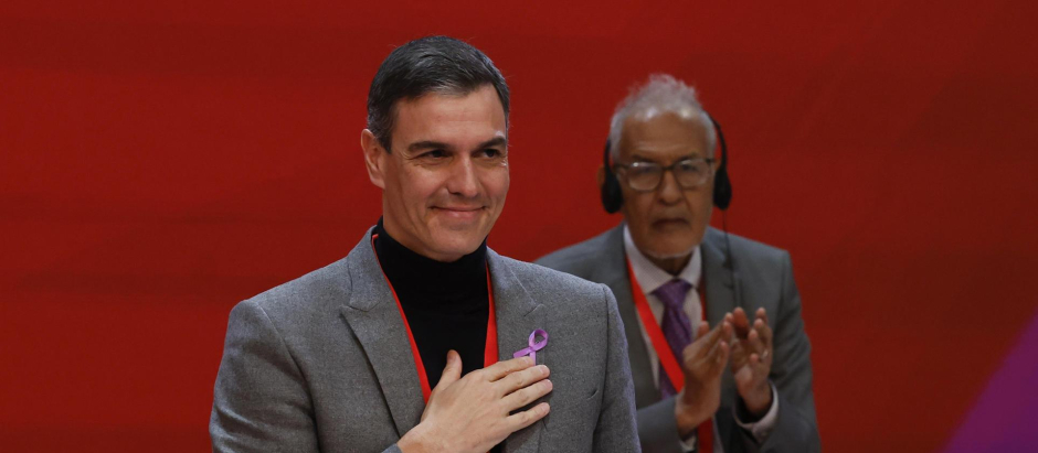 El presidente de Gobierno y secretario general del PSOE, Pedro Sánchez, tras intervenir en el XXVI Congreso de la Internacional Socialista, este viernes en Madrid. EFE/ Chema Moya