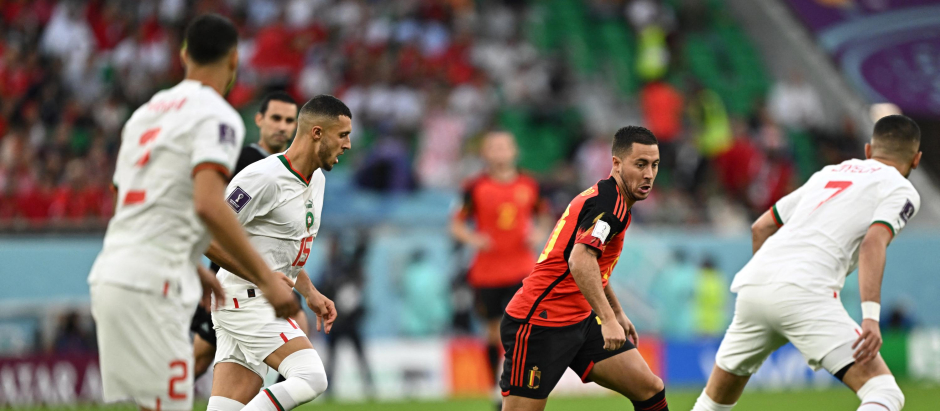 Eden Hazard en el partido Bélgica - Marruecos del Mundial