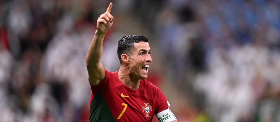 Cristiano Ronaldo celebra el gol que en un principio le habían dado a él