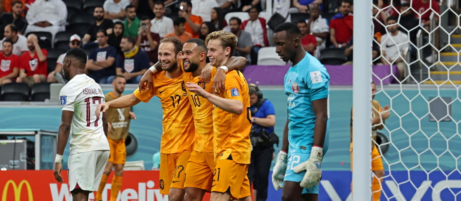 Frenkie De Jong celebra el segundo y definitivo gol de la selección orange