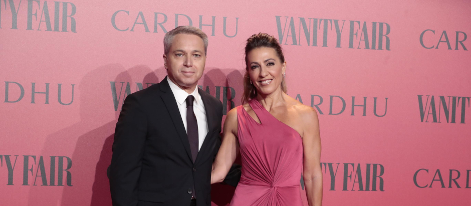 Journalists Vicente Valles and Angeles Blanco at photocall for Vanity Fair Journalist of Year Awards 2022 in Madrid on Wednesday, 22 June 2022.