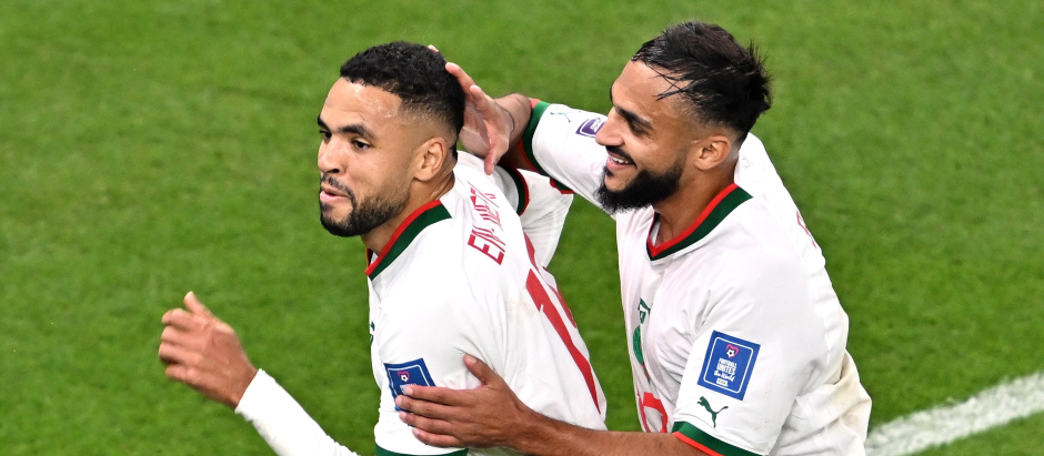 En-Nesyri celebra uno de los goles de Marruecos ante Canadá