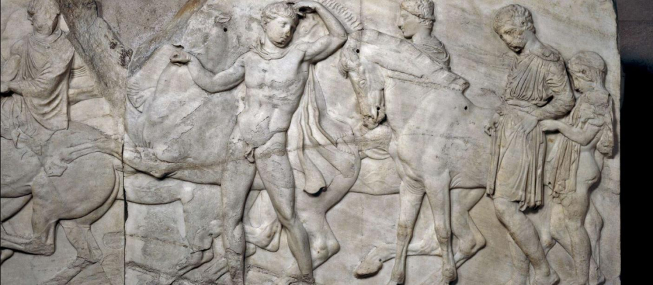 Detalle de los mármoles del Partenón exhibidos en el Museo Británico