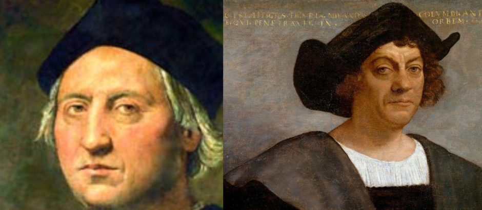Retrato de Pedro de Sotomayor (izquierda) y Cristóbal Colón (derecha)