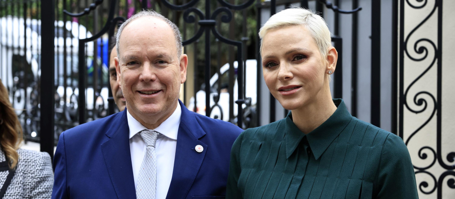 Prince Albert II of Monaco and Princess Charlene of Monaco arrive at a charity event at the Red Cross headquarters in Monaco, Wednesday, Nov. 16, 2022.