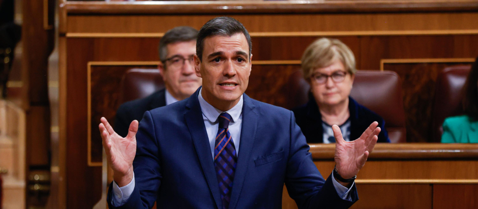 El presidente del Gobierno, Pedro Sánchez, durante la sesión de control de este miércoles