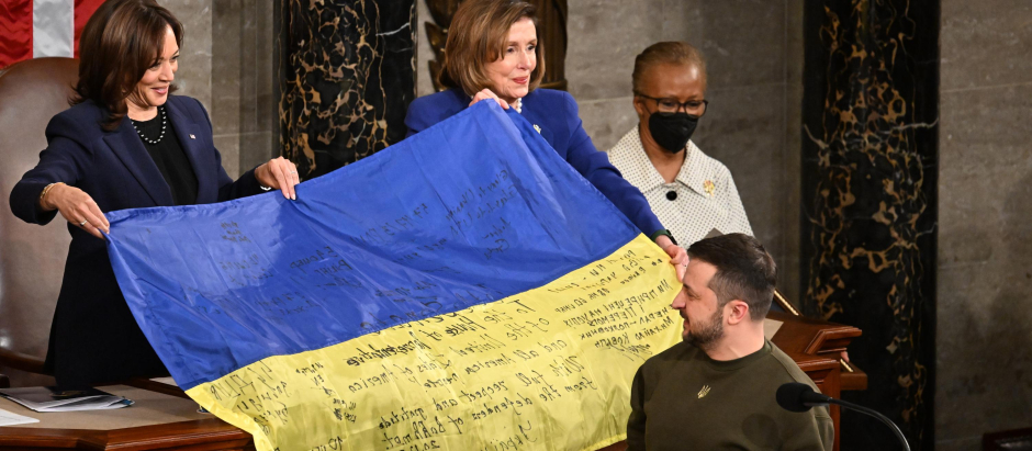 El presidente de Ucrania, Volodímir Zelenski, tras su intervención en le Congreso de Estados Unidos