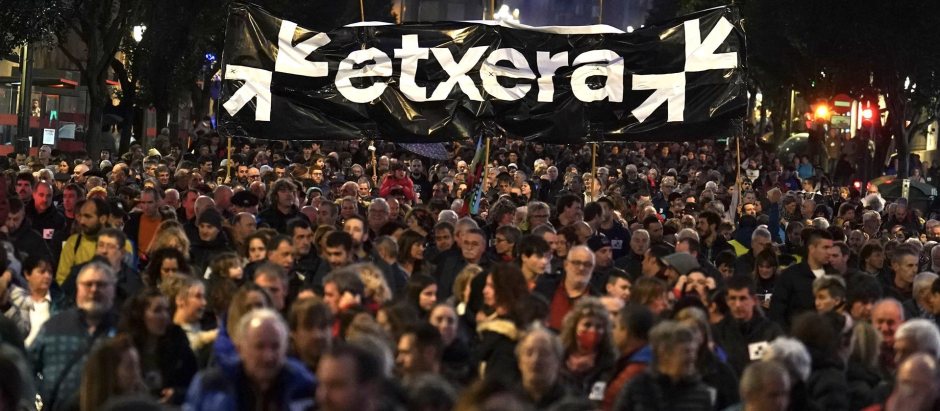 Manifestación a favor de los presos de ETA, este sábado, en Bilbao
